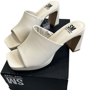 SM New York Stella Bone Square Toe Heels Slide On Platform Women’s 9 NWT NIB